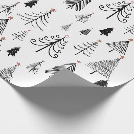 Schwarz-Weiß-Weihnachtsbaum Geschenkpapier (Ecke)