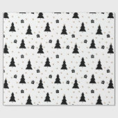 Schwarz-Weiß-Weihnachtsbaum Geschenkpapier (Flach)