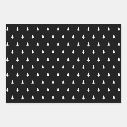 Schwarz-Weiß-Weihnachtsbaum Geschenkpapier Set (Vorderseite)