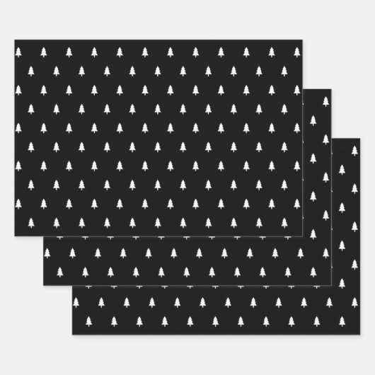 Schwarz-Weiß-Weihnachtsbaum Geschenkpapier Set (Set)