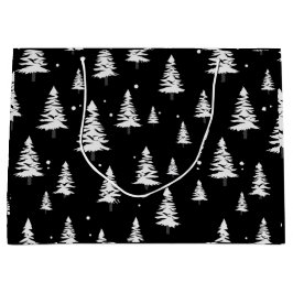 Schwarz-Weiß-Weihnachtsbaum Große Geschenktüte