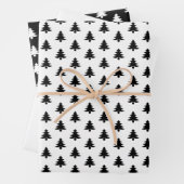 Schwarz/Weiß-Weihnachtsbaum Ikonisches Muster Geschenkpapier Set (Beispiel)