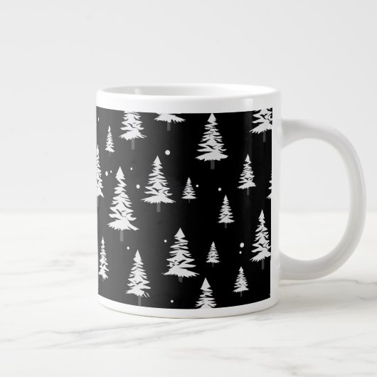 Schwarz-Weiß-Weihnachtsbaum Jumbo-Tasse (Rechts)