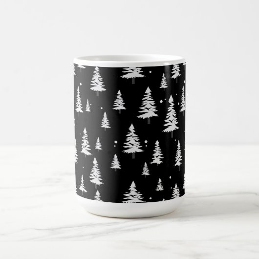 Schwarz-Weiß-Weihnachtsbaum Kaffeetasse (Mittel)
