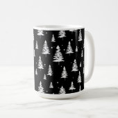 Schwarz-Weiß-Weihnachtsbaum Kaffeetasse (VorderseiteRechts)