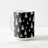 Schwarz-Weiß-Weihnachtsbaum Kaffeetasse (Vorderseite Links)