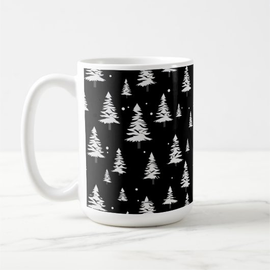 Schwarz-Weiß-Weihnachtsbaum Kaffeetasse (Links)
