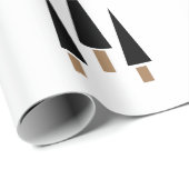Schwarz-Weiß-Weihnachtsbaum Minimalistisch Geschenkpapier (Rolleneckpunkt)