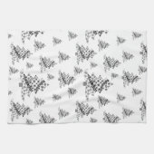 Schwarz-Weiß-Weihnachtsbaum-Muster Geschirrtuch (Horizontal)