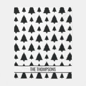 Schwarz-Weiß Weihnachtsbaum Muster & Text Fleecedecke (Vorderseite)