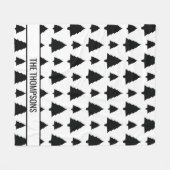 Schwarz-Weiß Weihnachtsbaum Muster & Text Fleecedecke (Vorderseite (Horizontal))