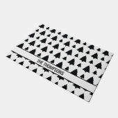 Schwarz-Weiß Weihnachtsbaum Muster & Text Fußmatte (Schrägansicht)