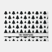 Schwarz-Weiß Weihnachtsbaum Muster & Text Fußmatte (Vorderseite)