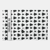 Schwarz-Weiß Weihnachtsbaum Muster & Text Geschirrtuch (Horizontal)