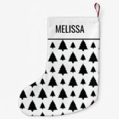 Schwarz-Weiß Weihnachtsbaum Muster & Text Kleiner Weihnachtsstrumpf (Rückseite)