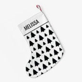 Schwarz-Weiß Weihnachtsbaum Muster & Text Kleiner Weihnachtsstrumpf (Rückseite (Hängend))