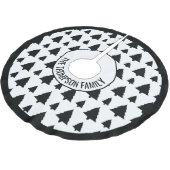 Schwarz-Weiß Weihnachtsbaum Muster & Text Polyester Weihnachtsbaumdecke (Schrägansicht)