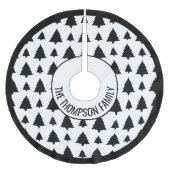 Schwarz-Weiß Weihnachtsbaum Muster & Text Polyester Weihnachtsbaumdecke (Vorderseite)