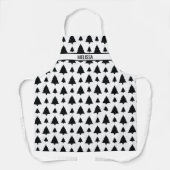 Schwarz-Weiß Weihnachtsbaum Muster & Text Schürze (Vorderseite)