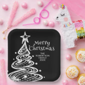 Schwarz-Weiß-Weihnachtsbaum-Party Pappteller (Party)