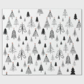 Schwarz-Weiß-Weihnachtsbaum-Umschlagpapier Geschenkpapier (Flach)