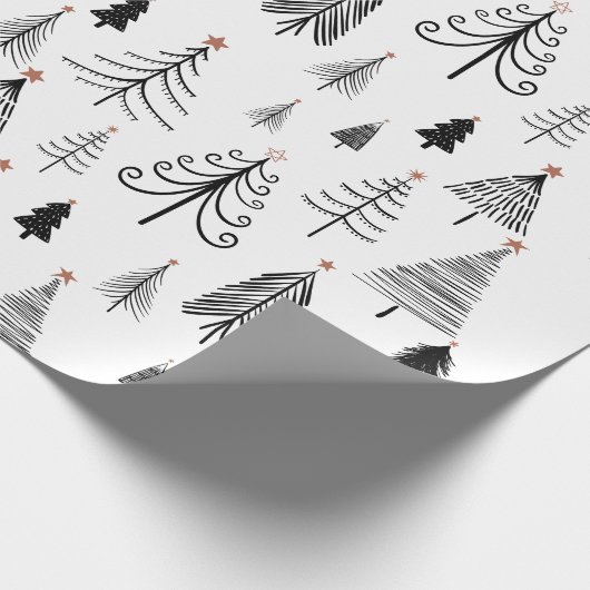 Schwarz-Weiß-Weihnachtsbaum-Umschlagpapier Geschenkpapier (Ecke)