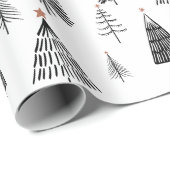 Schwarz-Weiß-Weihnachtsbaum-Umschlagpapier Geschenkpapier (Rolleneckpunkt)
