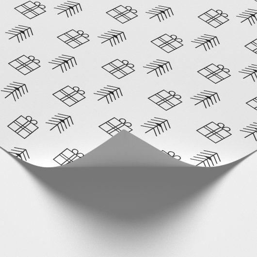 Schwarz-Weiß-Weihnachtsbaum und präsentes Muster Geschenkpapier (Ecke)