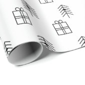 Schwarz-Weiß-Weihnachtsbaum und präsentes Muster Geschenkpapier (Rolleneckpunkt)