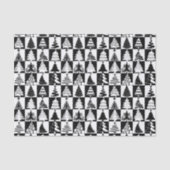 Schwarz-Weiß Weihnachtsbaum Urlaubsmuster Seidenpapier (Vorderseite)