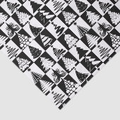 Schwarz-Weiß Weihnachtsbaum Urlaubsmuster Seidenpapier (Ausschnitt)