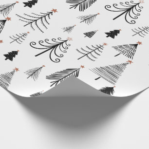 Schwarz-weiß Weihnachtsbaum-Verpackungspapier Geschenkpapier