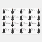 Schwarz-Weiß Weihnachtsbaum Wrapping Pape Geschenkpapier Set (Vorderseite 2)
