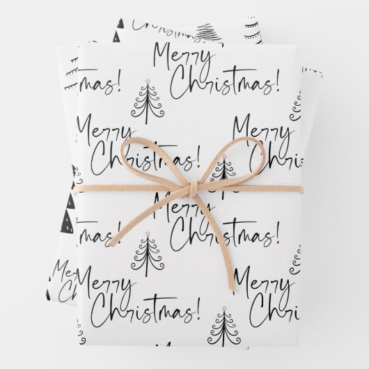 Schwarz-Weiß Weihnachtsbaum Wrapping Pape Geschenkpapier Set (Beispiel)