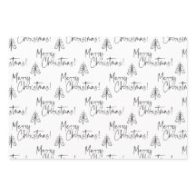 Schwarz-Weiß Weihnachtsbaum Wrapping Pape