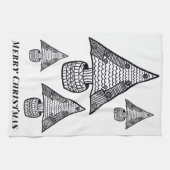 Schwarz-Weiß-Weihnachtsbaum Zeichnend Geschirrtuch (Horizontal)