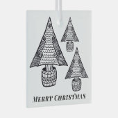 Schwarz-Weiß-Weihnachtsbaum Zeichnend Ornament Aus Glas (Vorderseite Rechts)