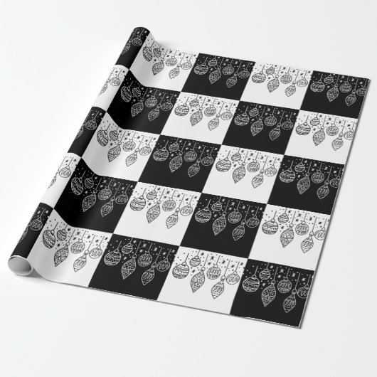Schwarz-Weiß-Weihnachtsbaumchen Geschenkpapier (Ungerollt)