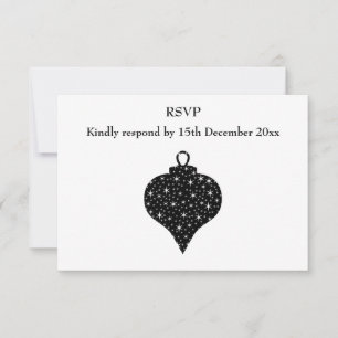 Schwarz-Weiß Weihnachtsbaumdesign. RSVP Karte