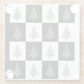 Schwarz-Weiß-Weihnachtsbäume Glasuntersetzer (Rückseite)
