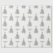 Schwarz-Weiß-Weihnachtsbaummuster Benutzerdefinier Geschenkpapier (Flach)