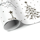 Schwarz-Weiß-Weihnachtsbaummuster Benutzerdefinier Geschenkpapier (Rolleneckpunkt)