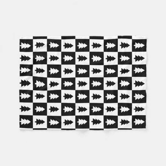 Schwarz-Weiß-Weihnachtsbaummuster Fleecedecke (Vorderseite (Horizontal))