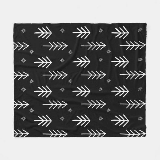 Schwarz-Weiß-Weihnachtsbaummuster Fleecedecke (Vorderseite (Horizontal))