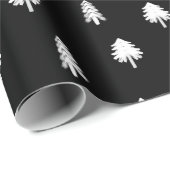 Schwarz-Weiß-Weihnachtsbaummuster Geschenkpapier (Rolleneckpunkt)