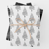 Schwarz-Weiß-Weihnachtsbaummuster Geschenkpapier Set (Beispiel)