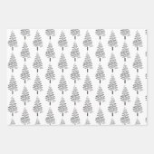 Schwarz-Weiß-Weihnachtsbaummuster Geschenkpapier Set (Vorderseite)