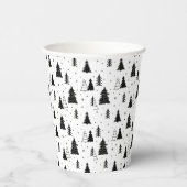 Schwarz-Weiß-Weihnachtsbaummuster Pappbecher (Rechts)