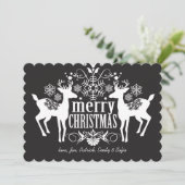 Schwarz-Weiß-Weihnachtsdesign Feiertagskarte (Stehend Vorderseite)