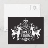 Schwarz-Weiß-Weihnachtsdesign Feiertagspostkarte (Vorne/Hinten)